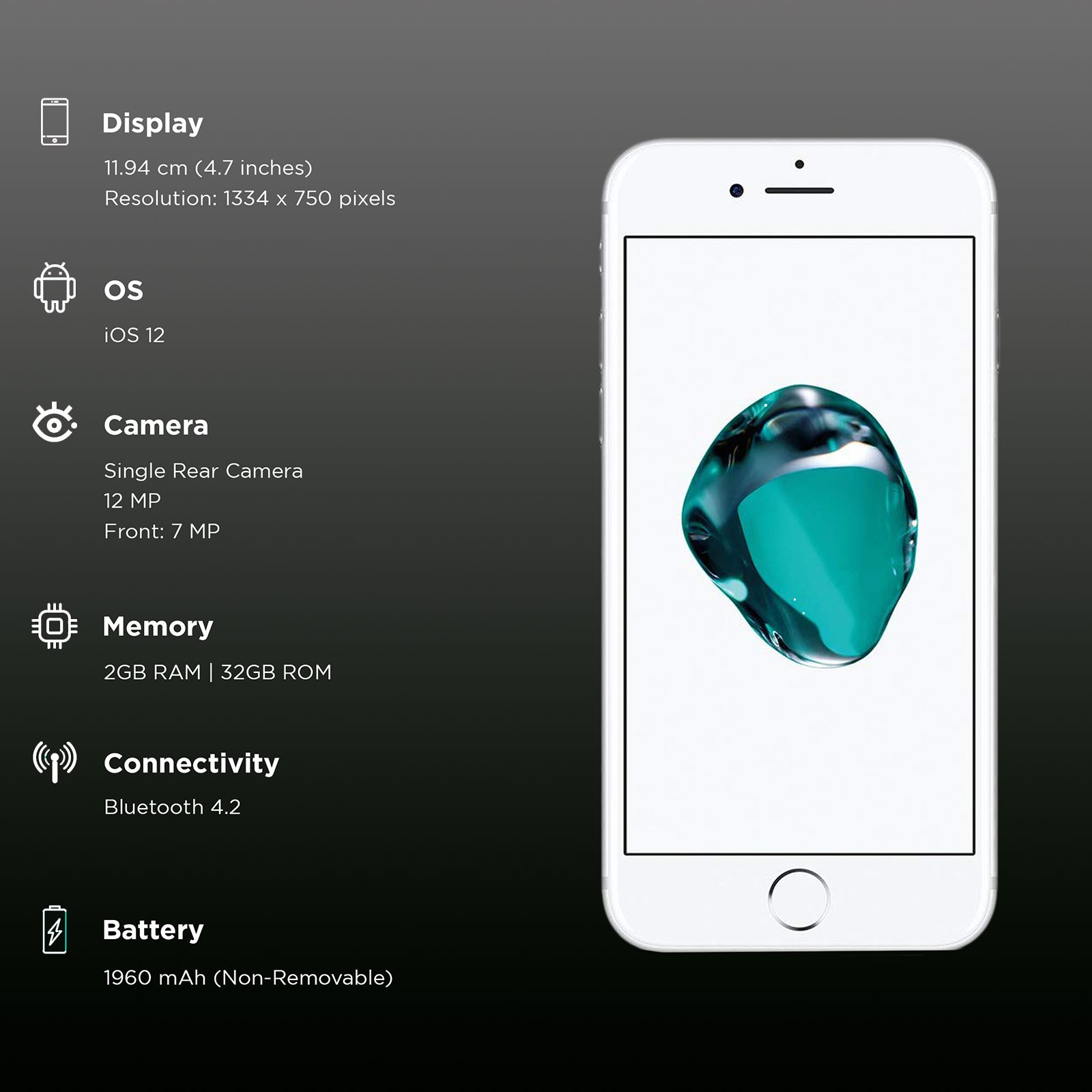 Buy Refurbished Apple iPhone 7 (32GB, Silver) Online - Croma